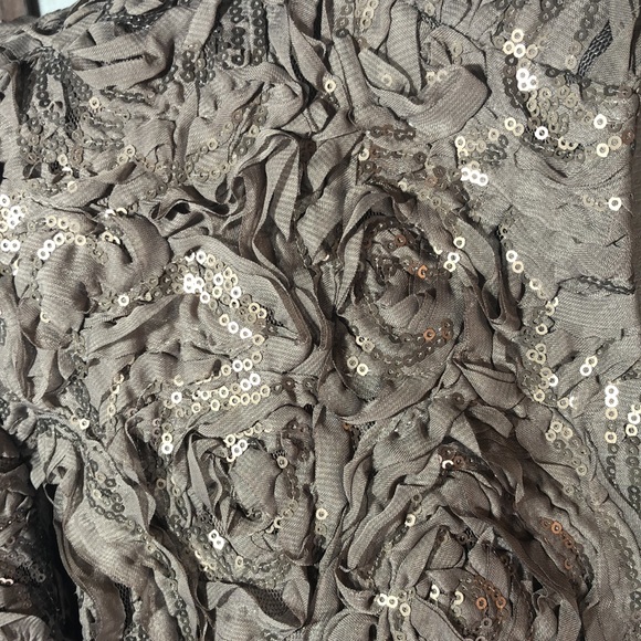 Chico’s Beautiful bronze color jacket with sequins/ ribbon used in floral design - Picture 6 of 15